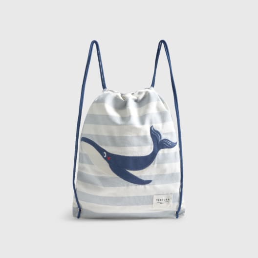 Bolsa mochila de algodón con ballena Sulu