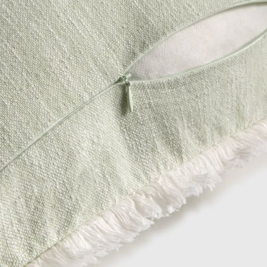 Funda de cojín de algodón efecto lino con flecos Solisa