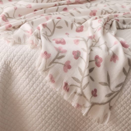 Plaid con flores y flecos Lapla