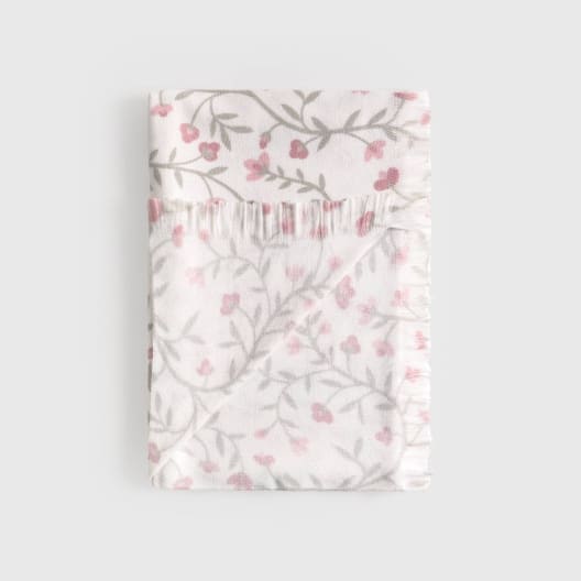 Plaid con flores y flecos Lapla