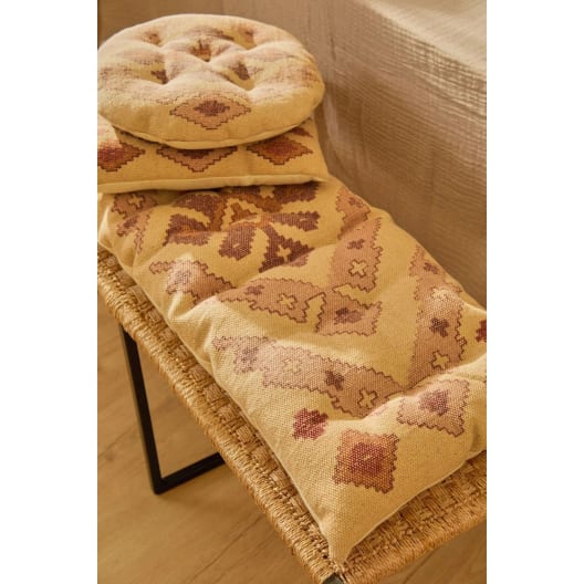 Cojín de silla de algodón dhurrie con print Aisha