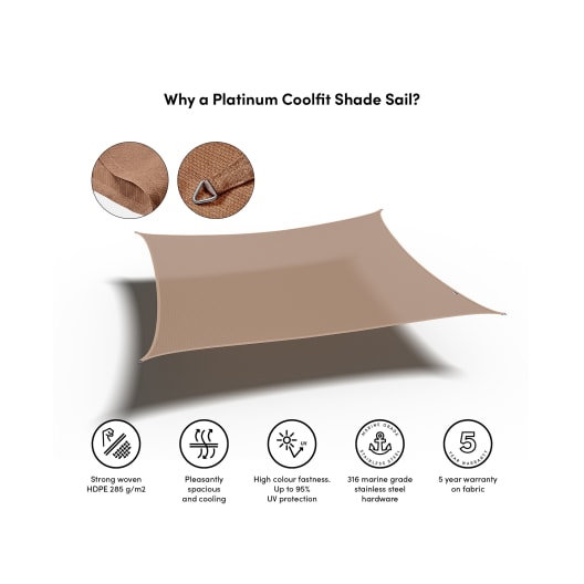 Toldo-vela de sombreo Platinum cuadrada arena
