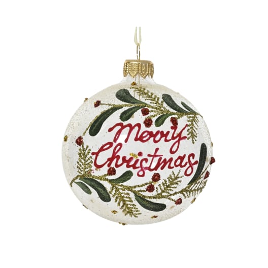 Bola de Navidad de cristal transparente Merry Christmas Ø8 cm