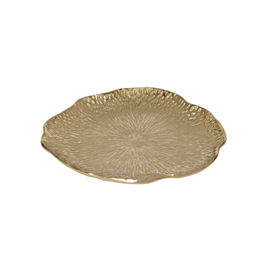 Plato decorativo de aluminio dorado Ø28 cm