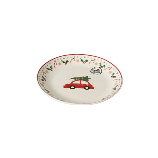 Plato de postre de porcelana coche con abeto Ø16 cm