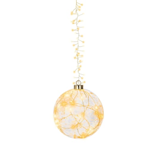Bola micro LED dorada blanco cálido Ø14 cm (60 luces)