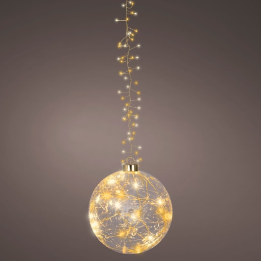 Bola micro LED dorada blanco cálido Ø14 cm (60 luces)