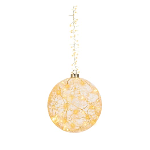 Bola micro LED dorada blanco cálido Ø19 cm (80 luces)