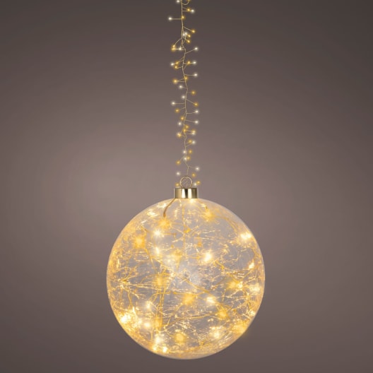 Bola micro LED dorada blanco cálido Ø19 cm (80 luces)