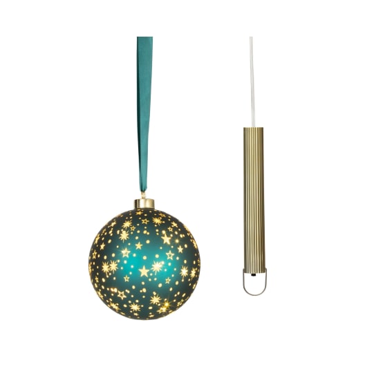 Bola micro LED verde blanco cálido Ø14 cm (15 luces)