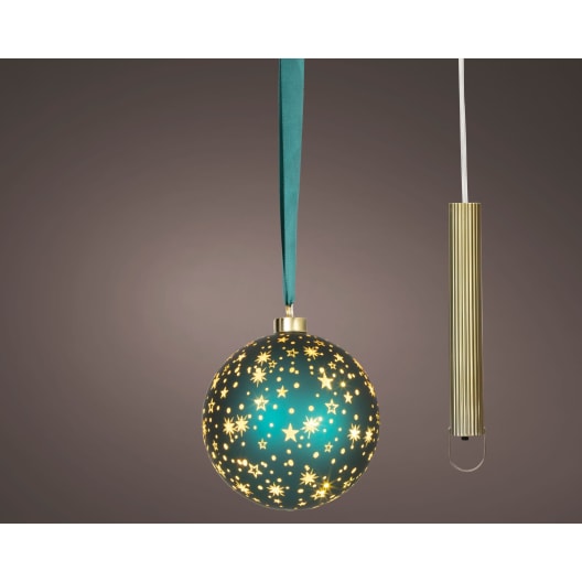 Bola micro LED verde blanco cálido Ø14 cm (15 luces)