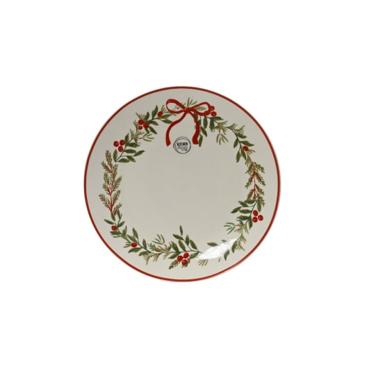 Plato llano de porcelana con bayas y lazo Ø27 cm