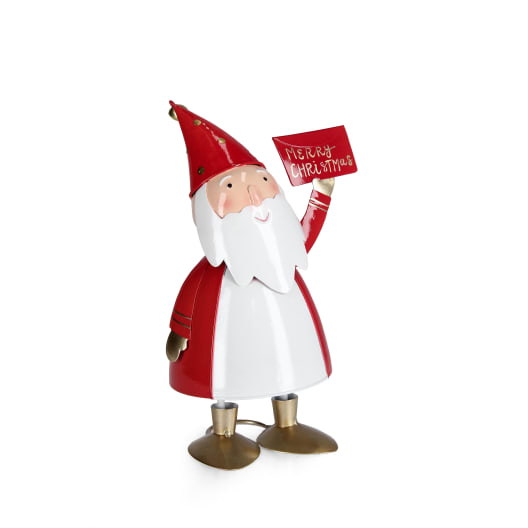 Soporte Papá Noel Merry Christmas rojo y blanco 19 cm