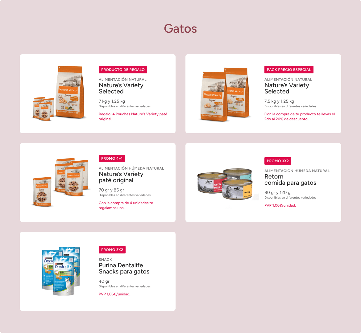Promociones para gatos