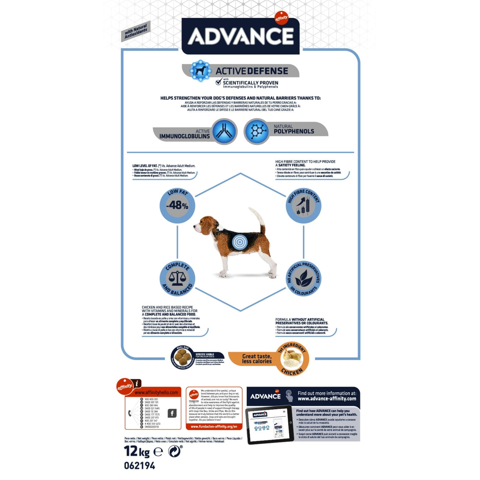 Advance Medium Puppy Pollo y Arroz 12 Kg para Perros