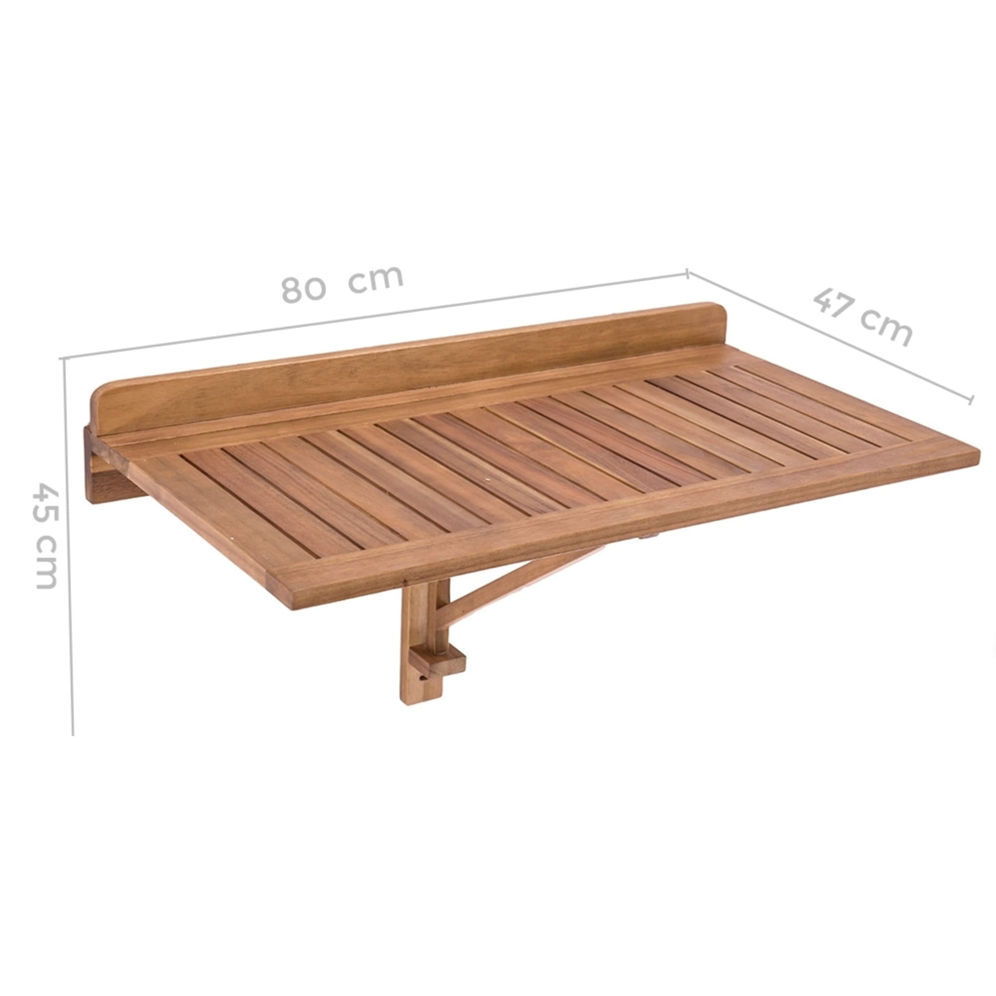 Mesa abatible para balcón o terraza estrecha en madera de Acacia