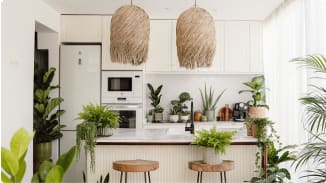 Cocina decorada con plantas