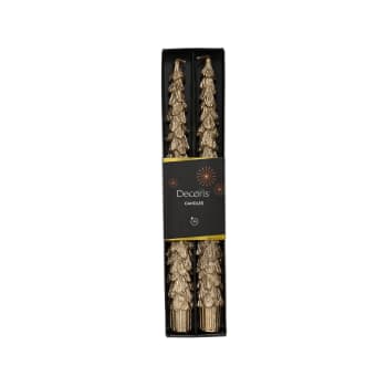 Velas de cena con árbol dorado metalizado Ø2,1×25 cm (2 unidades)