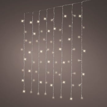 Cortina de Luces LED Blanco Cálido con Efecto Centelleo para Exterior 1x2 m