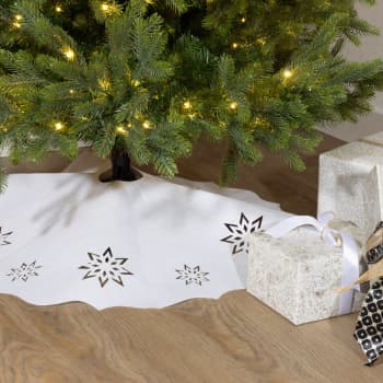 Alfombra para Árbol de Navidad copo de nieve blanco