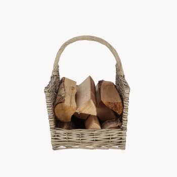 Leñero de mimbre gris Esschert