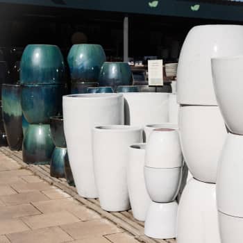 Maceta Fronda esmaltada Glazed blanco (Campana alta)