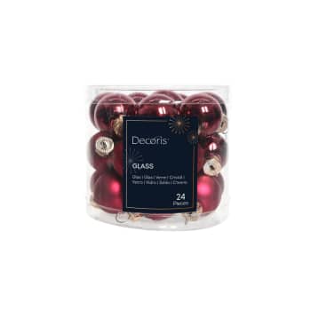 Set de Bolas para Árbol de Navidad en Cristal Brillo/Mate burdeos