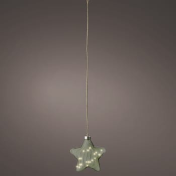 Estrella decorativa LED verde blanco cálido