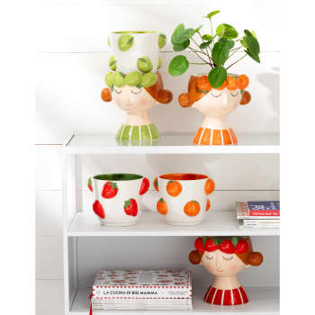 Maceta de Interior J-Line Cuadraditos beige