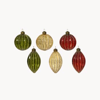 Bola de Navidad brillante verde, dorado y rojo Ø8 cm