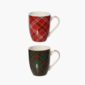 Taza de Porcelana Cuadro Escocés Surtido (H10 cm)