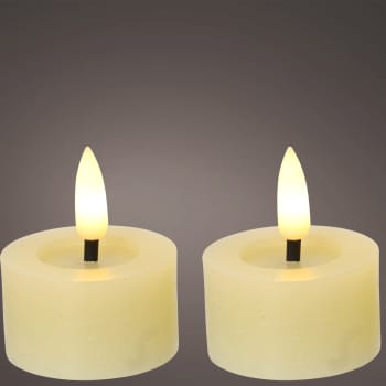 Set 2 velas LED crema blancas cálidas Ø4,4 cm