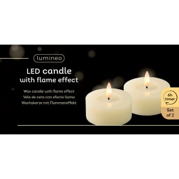 Velas LED crema con efecto llama Ø7×6cm (set 2 uds)