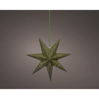 Estrella de papel LED verde 38 cm