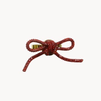 Servilletero de Lazo Rojo y Dorado (4 uds.) 8 cm