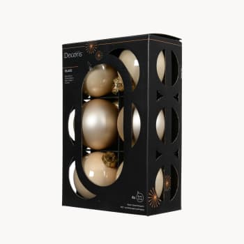 Caja 4 Bolas Navidad Mate y Brillo Perla Cristal Ø8 cm