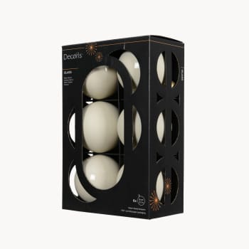 Caja de Bolas de Navidad de Cristal Mate y Brillo Blanco (8 cm)