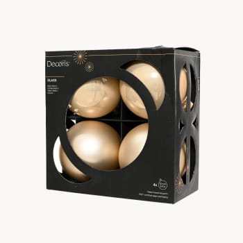 Caja de Bolas de Navidad Mate y Brillo Nácar Cristal de 10 cm