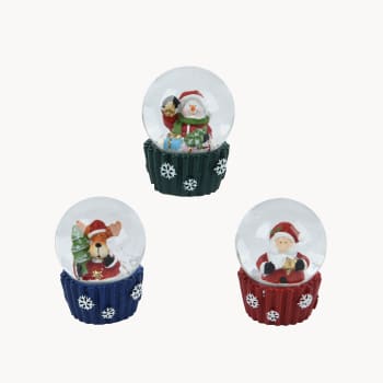 Bola de nieve con base copo de nieve, diámetro 4.5 cm y altura 6 cm (Surtido 3)