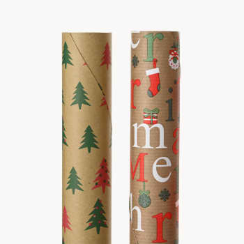 Papel de Regalo de Navidad Kraft Surtido (6 Diseños) 70 x 200 cm