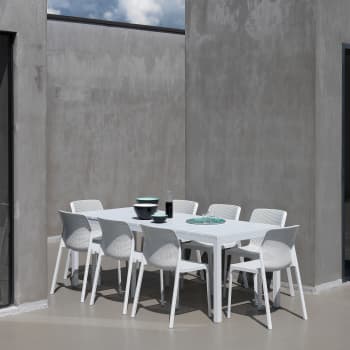 Mesa de comedor exterior Nardi RIO blanca extensible