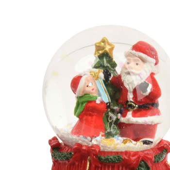 Bola de nieve de Papá Noel con niño Ø4,5 cm