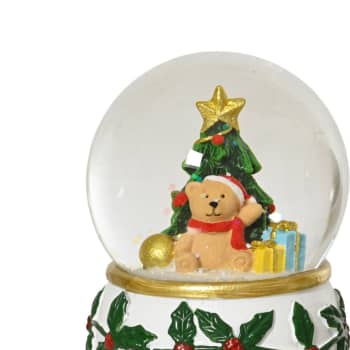 Bola de nieve de oso con abeto Ø6,5×8,7 cm