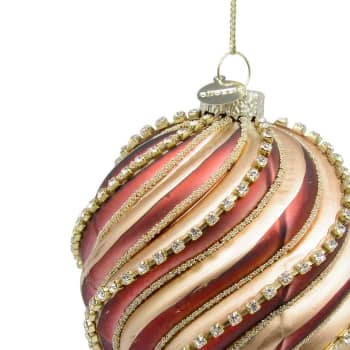 Bola de Navidad con líneas crema y champán Ø8 cm