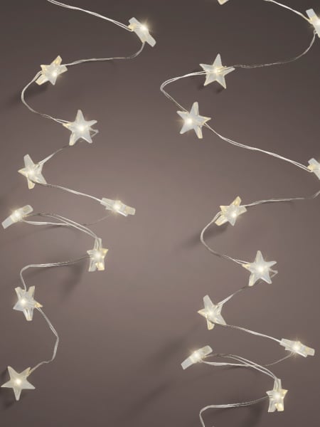 Luces de Navidad Battery String - Stars Blanco micro 40 Leds (cable plateado de 1,95m)