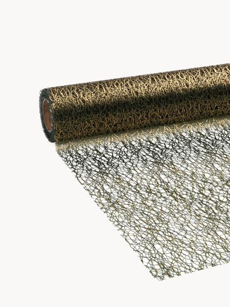 Camino de Mesa verde con Diseño de Malla dorada