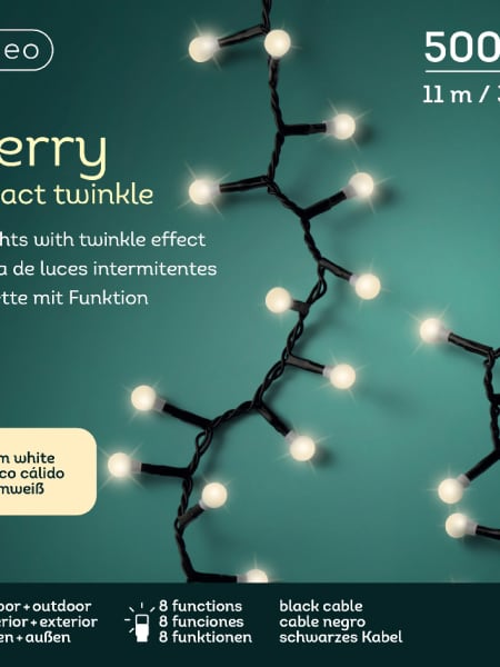 Luces de Navidad Cherry Compact twinkle Blanco 500 Leds (cable negro de 11m)
