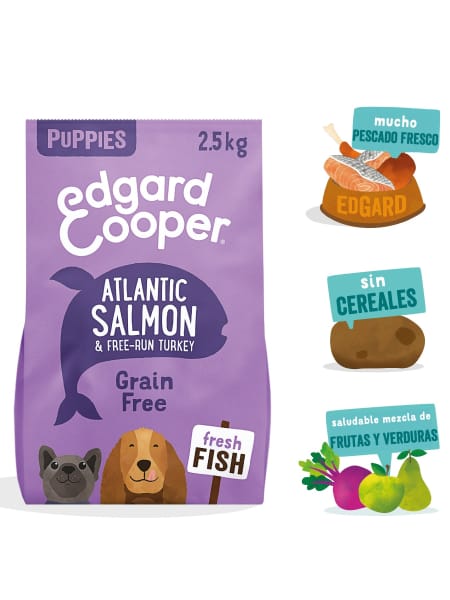 Pienso de salmón y pavo sin cereales para cachorros Edgard&Cooper