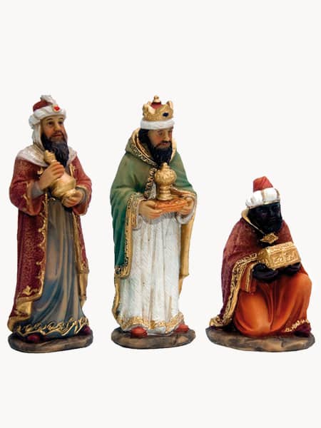 Set Reyes Magos adorando 8 cm para Belén