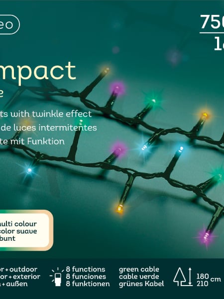 Luces de Navidad Compact twinkle Multicolor  750 Leds (cable verde de 16m)